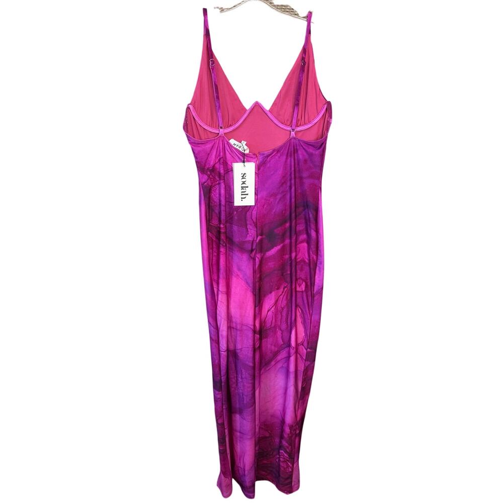 Sodah London Sweetie Maxi Dress Pink Side Slit Bodycon Sexy Size 12 Large - Picture 5 of 14
